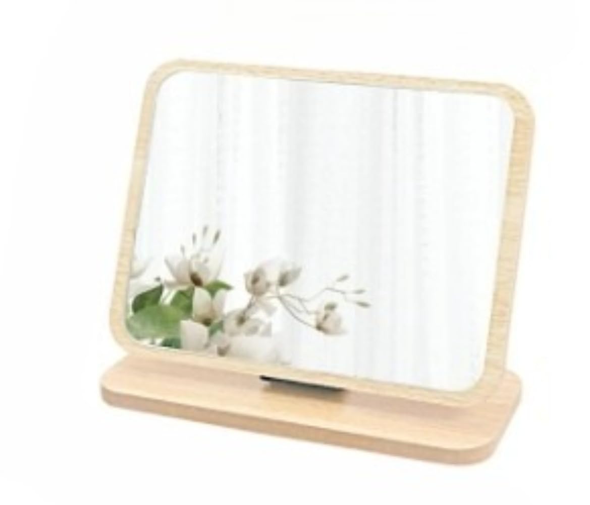 木製卓上ミラー*2 化粧鏡 ポータブル 縦型 おしゃれ コンパクト 手持ちミラー 天然木 リビング/寝室/ダ..