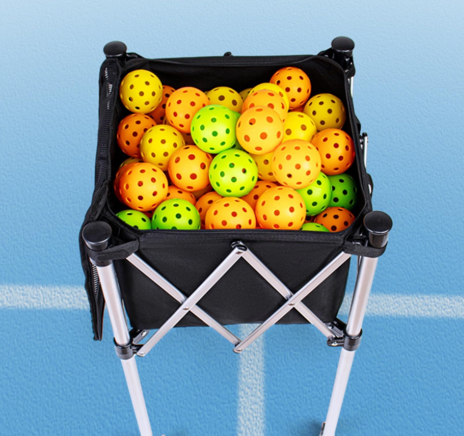 ボールかご 軽量 収納 ワンタッチ プリント付き テニス ボールバスケッ トキャスター付約230個収納可 ..