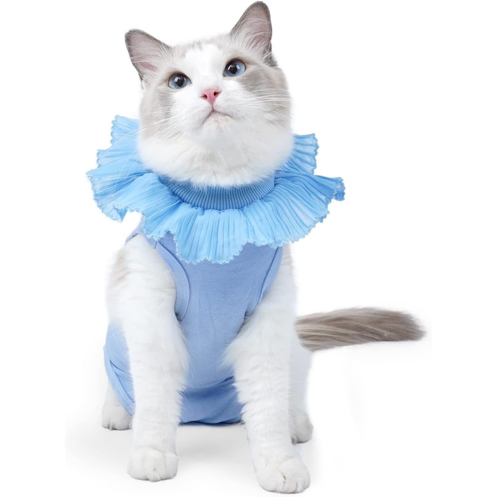 猫用術後服ペット手術回復服舐め傷防止不妊服高弾性通気調節可能レース設計（S/M/L三色オプション） (..