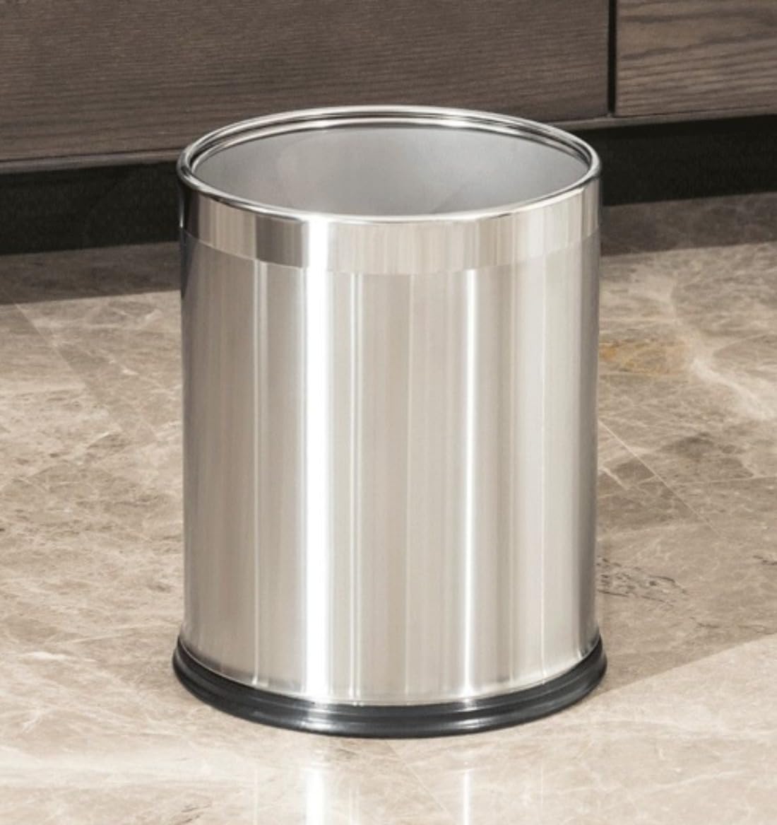 ごみ箱 ステンレススチール製ゴミ箱 オフィス 二重層ゴミ箱 リビングルーム ゴミ箱 蓋なし ホームオフィス用 (単層,14L)