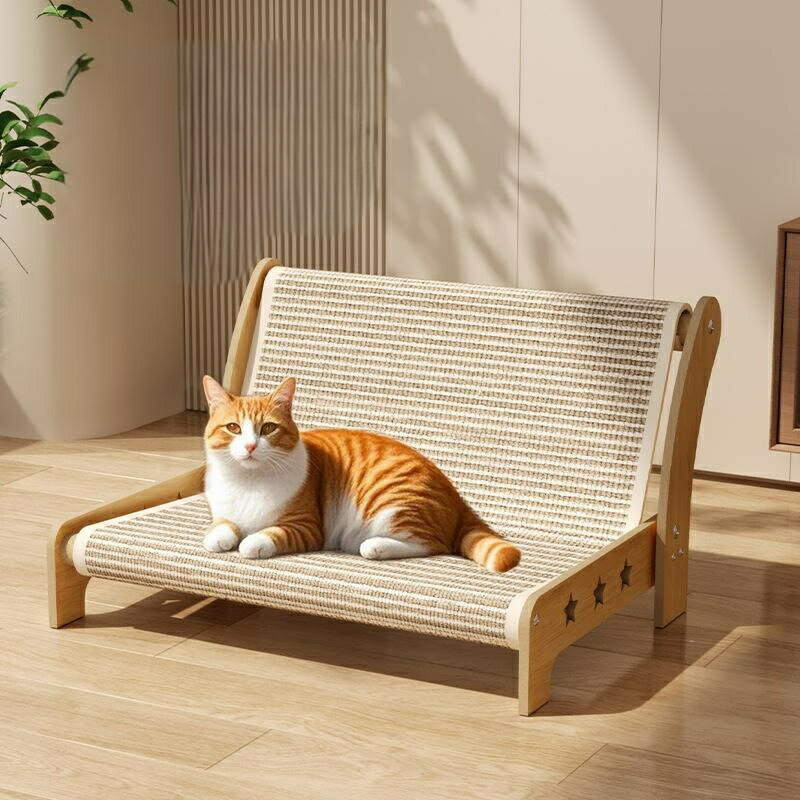 ペットデッキチェア ペットベッド 猫用リクライニングチェア 室内 猫用品 木製 小型犬 サイザル麻 爪とぎ キャットハンモック おしゃれ 猫ベッド ペット寝具 猫用 可愛い 猫家具 ベッドフレーム 夏用 自然素材 ペット用品 耐噛み 通気性いい ひんやり 楽しみ
