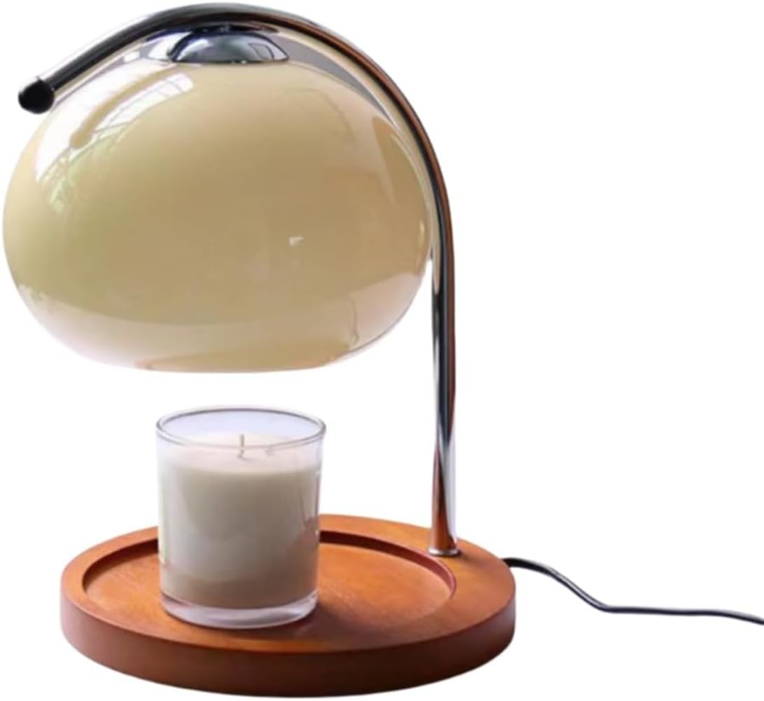 レトロスタイルのガラスキャンドルウォーマーランプ、アロマセラピーに適した調光可能なキャンドルラン..