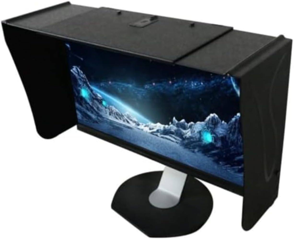 デスクトップコンピュータモニターカバー、幅はランダムに調整可能、コンピュータシェーディングアーテ..