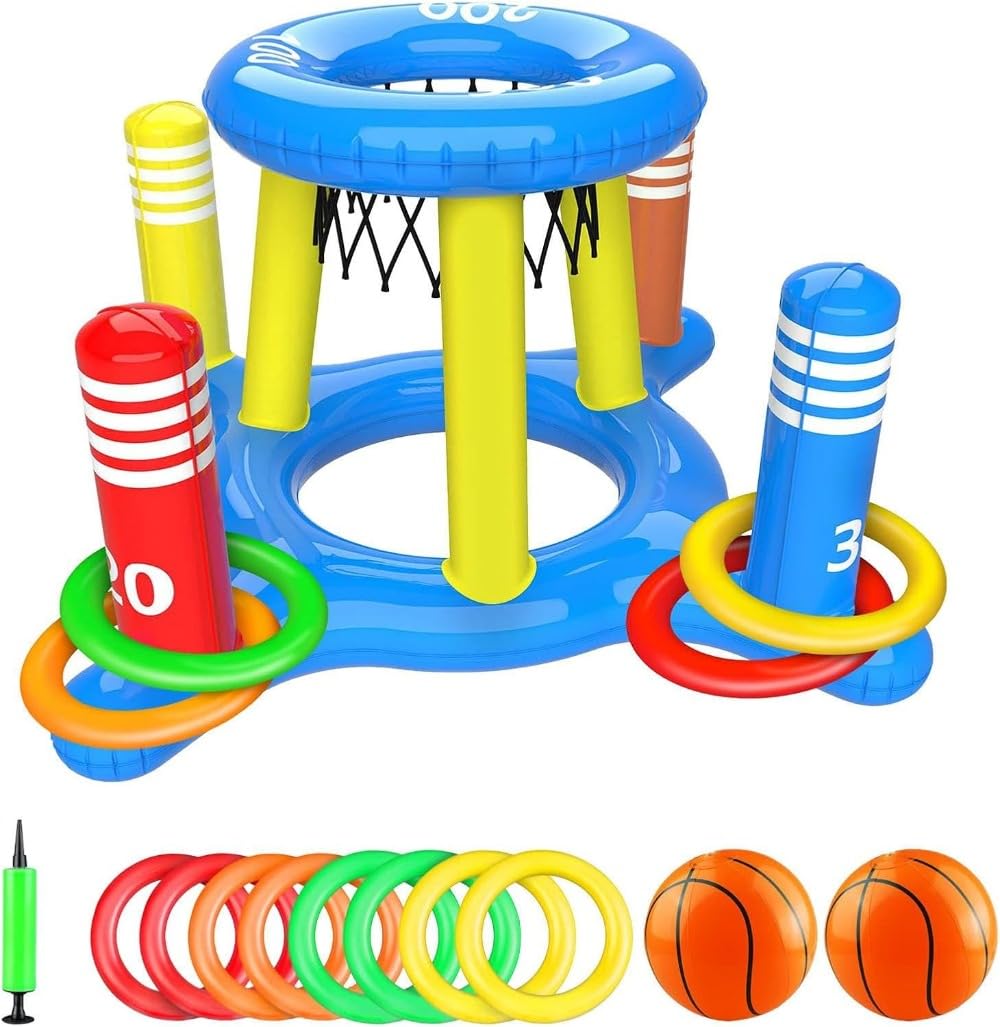 プール バスケットボール プール投げリングゲーム 投げゲーム おもちゃ バスケットゴール 輪投げゲーム..