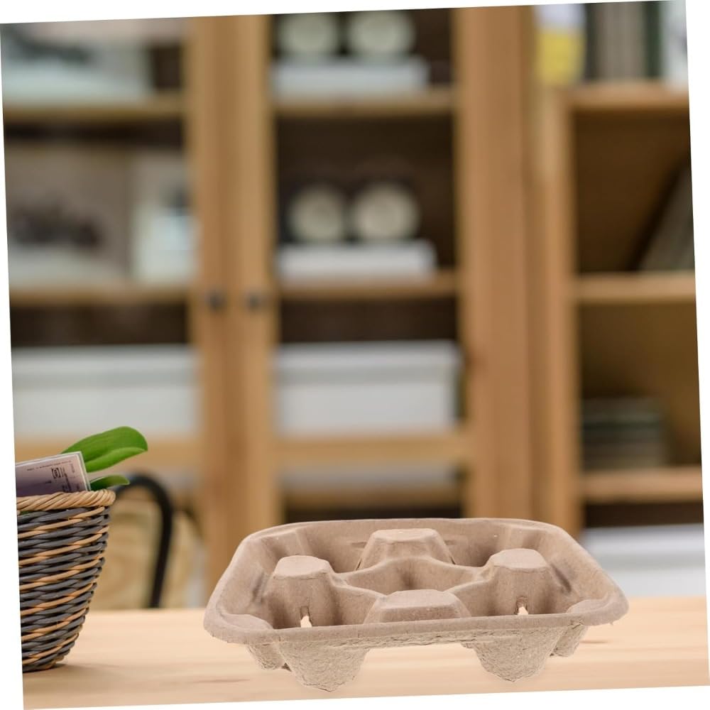 入りドリンクホルダーカップキャリア ドリンク用使い捨てコーヒーキャリア 紙パルプカップホルダー テ..