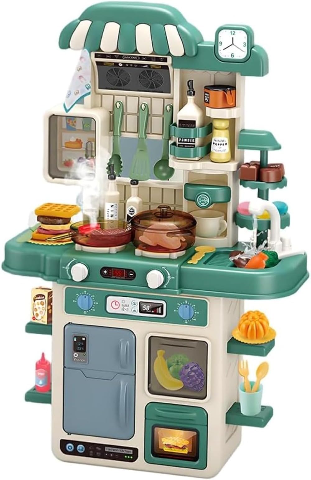 キッチン おもちゃ 子供用キッチンおもちゃ ごっこ遊びキッチン用品セット 男の子と女の子の赤ちゃん 誕生日プレゼント クリスマスプレゼント 新年の贈り物 (グリーン,99cmスプレー) [並行輸入品]
