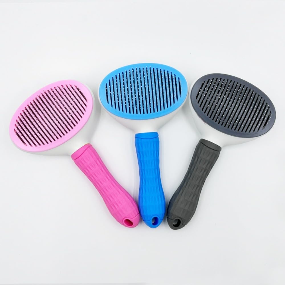 ペット用ブラシ 猫 犬 用ブラシ スリッカーブラシ ボタンを押してワンプッシュ式 抜け毛除去簡単 痛く..