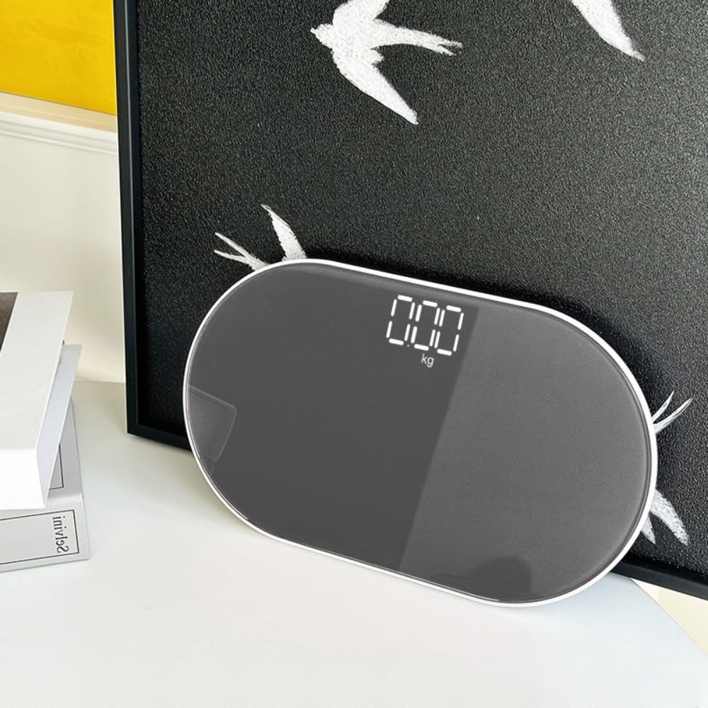 ミニ電子はかり 鏡ミラー電子体重計 旅の体重計 ミニスケール強化ガラス 電源自動ON/OFF 180kgまで対応..