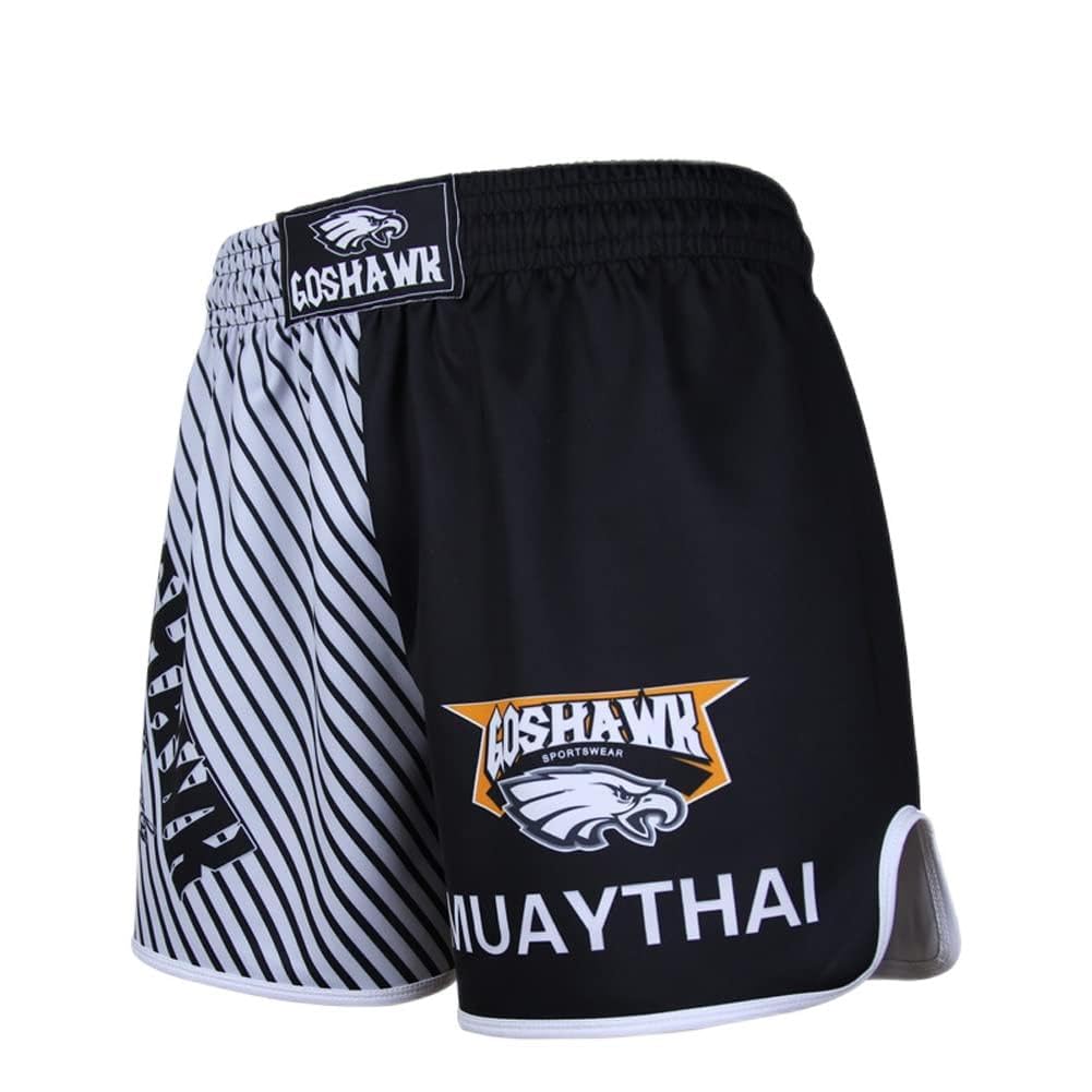 ボクシング トランクス パンツ 青 ブルー ピンク レッド ムエタイパンツ キックボクシング トランクス スポーツウェア トレーニング 格闘技 XS/S/M/L/XL/2XL/3XL (グレー ブラック, M)