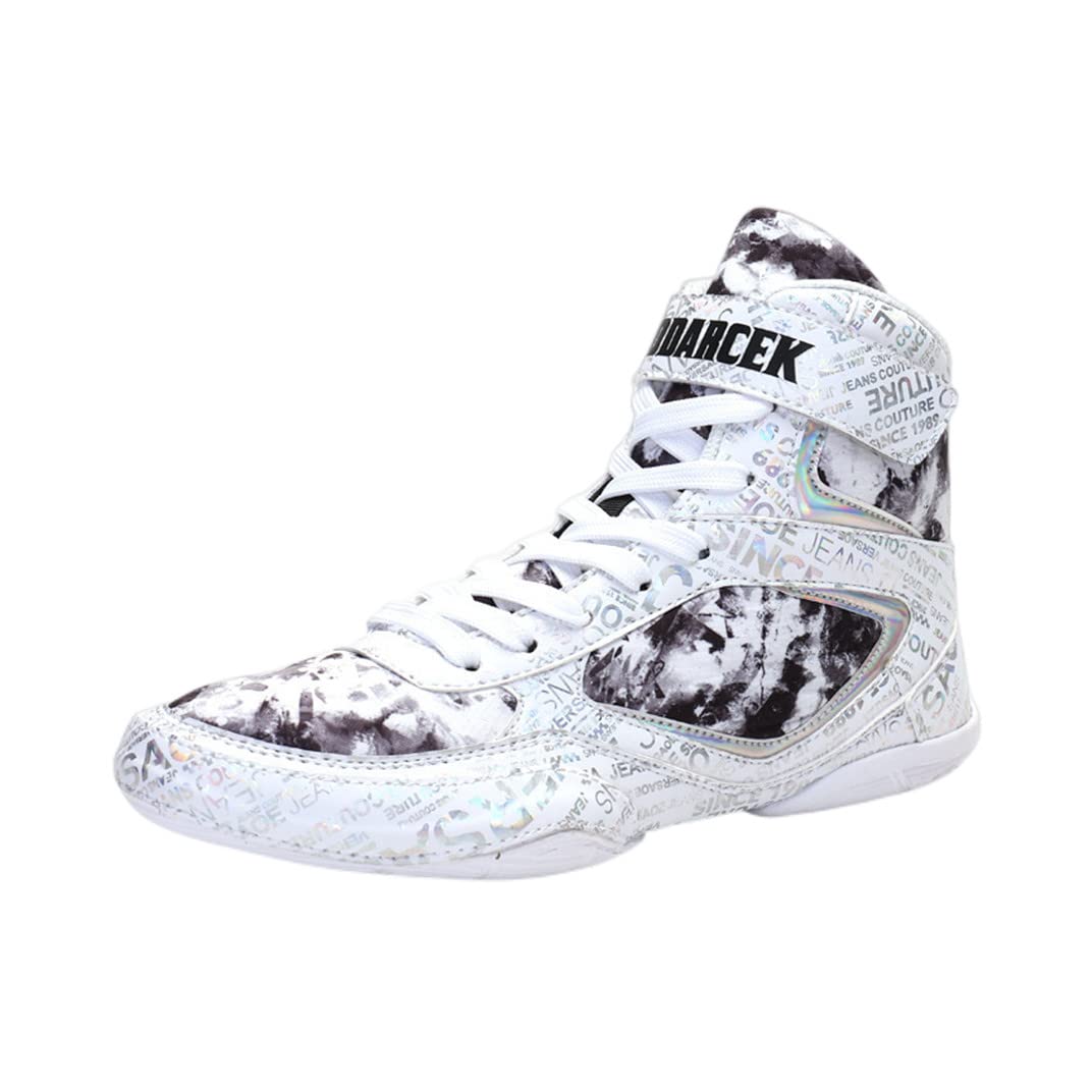 男性女性ボクシングシューズ軽量アンチスキッドフィットネススニーカージムスクワットレスリングのための通気性緩衝液 メンズ ボクシングシューズ 足首ガード レスリン...