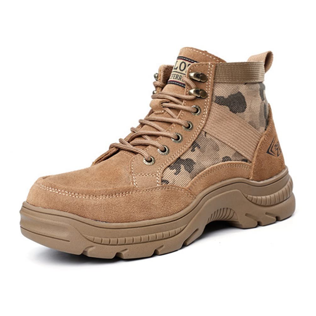 [] 安全靴 カモフラ メンズ 大きいサイズ 作業靴 レースアップ 編み上げ ハイカット ブーツ つま先保護..