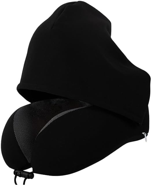 首枕 低反発ネックピロー 大いフード付 最新型顔を隠す 首が痛くならない トラベル枕 U型 首まくら ク..