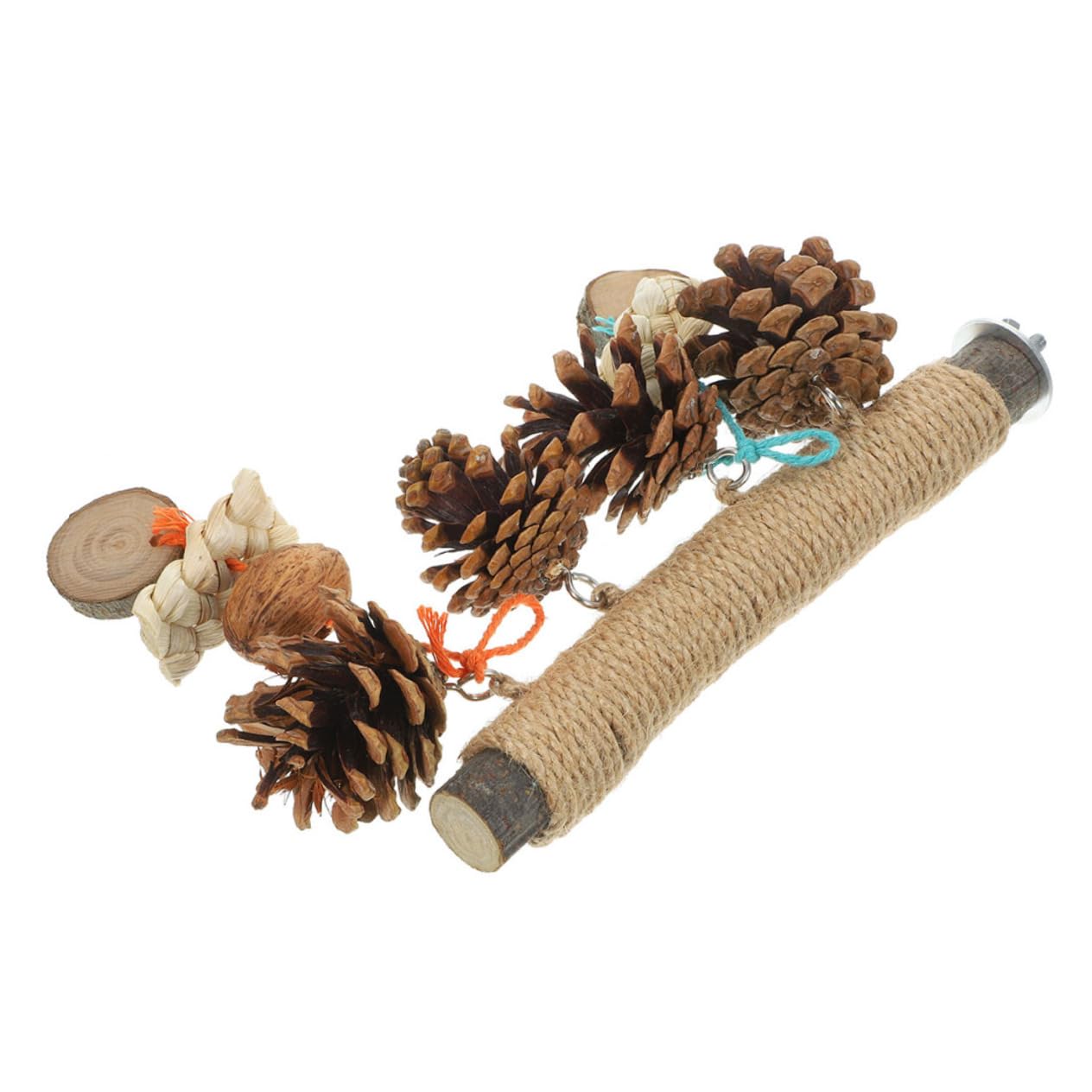 麻紐編織バードスタンド 鳥用かじり木パーチ トレーニング 鳥の運動 遊び場に 天然木製耐久性バードパ..