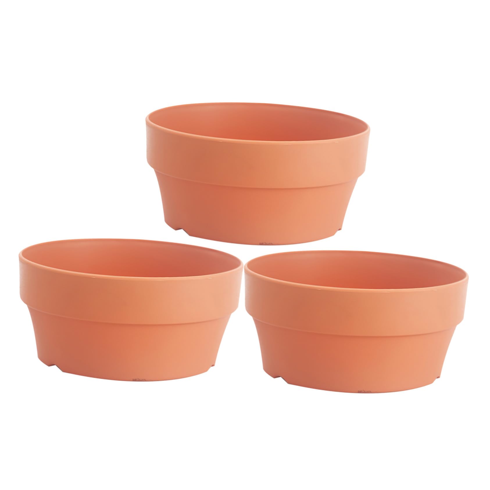 3個 仿陶土プラスチック製花鉢 口径 丸型多肉植物用ガーデンポット 室内外兼用 排水付きガーデニング ...