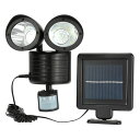 ソーラー充電式 人感センサー LEDライト 2灯式 ツインヘッド ガーデンライト 屋外用 防犯グッズ