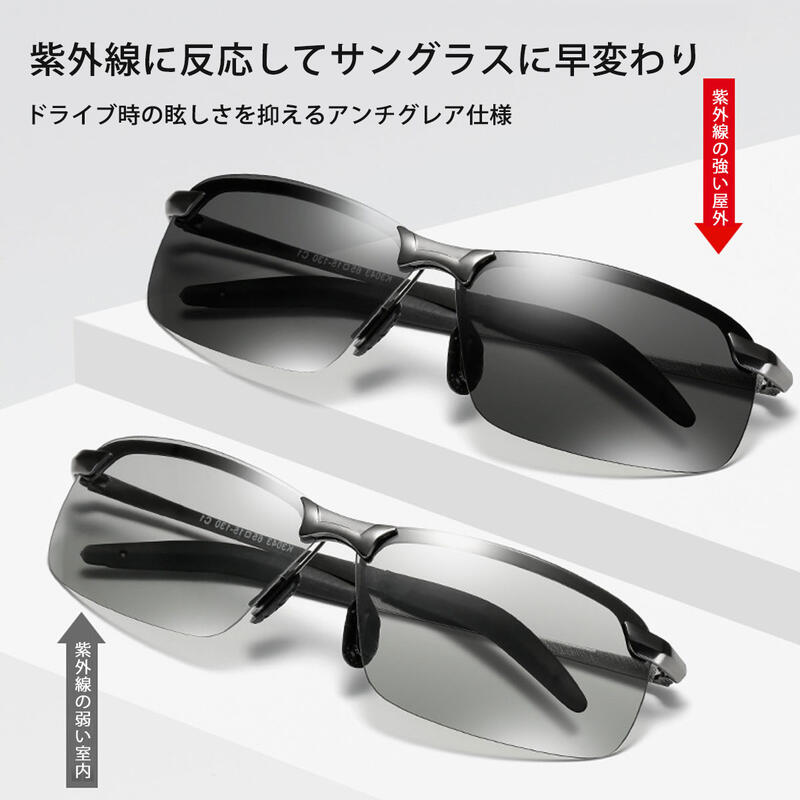 【楽天ランキング1位獲得】 サングラス メンズ 偏光 調光 偏光グラス 釣り ハーフリム おしゃれ UVカット 人気 スポーツ 運転 ドライブ 紫外線カット 変色 メガネ 眼鏡 送料無料 バイク 薄い 濃い 車 バイカーシェード 調光 サングラス通販格安セール情報 楽天 通販
