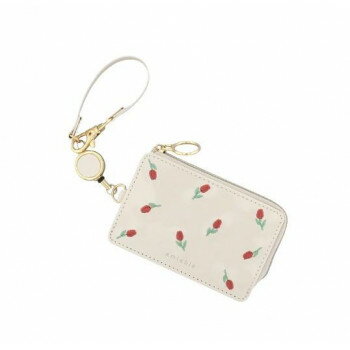 フラワーリング パスケース(リール付き) チューリップ GPC0054-IV(アイボリー)　レトロ感のあるくすみカラーが大人っぽい