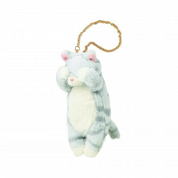 Rakuten - りぶはあと　くびねっこ　リールマスコット　サバトラ　97123-72　キーホルダーとして使えるリール付きのマスコット