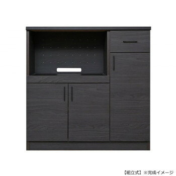 日本製組立家具 キッチンボード キッチンラック レンジ台 黒木目×ブラック co-cu-9090sr-bk　おしゃれと実用性が調和する心地良いキッチンスペースへ scratch2-10110815 スクラッチ パッケージ画像