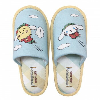コジコジ×シナモロール　グリーンチェック　スリッパ CSS43975-51 23-25cm 　「コジコジ」と「サンリオキャラ」がコラボしたスリッパ