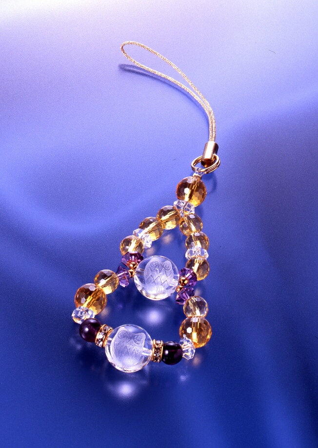 手彫りWふくろうストラップ 白水晶 黄水晶 アメジスト メンズ レディース 効果 ハンドメイド 浄化 種類 意味 アクセサリー クリスタル シトリン