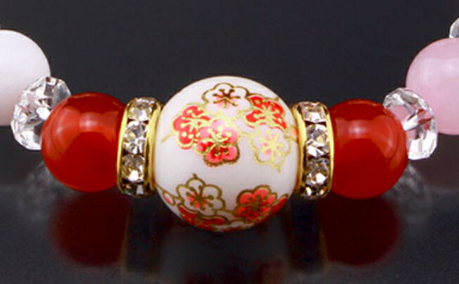 令和 新元号記念 梅花ブレス　新元号『令和』に引用 万葉集『梅花の歌』モチーフに 赤メノウ瑪瑙 ローズクォーツ ハウライト 白水晶パワーストーン ブレスレット 送料無料 メンズ レディース 効果 ハンドメイド 浄化 種類 意味 アクセサリー クリスタル 天然石