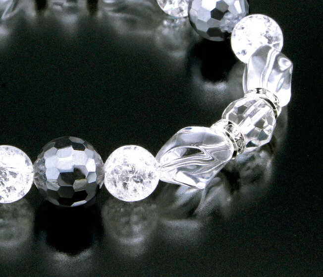 バランス感覚向上ブレスレット Mタイプ[BL_2045] テラヘルツ 白水晶 爆裂白水晶 浄化 種類 相性 運気 エネルギー スピリチュアル チャクラ 人気 波動 ジュエリー 防御 パワー クリスタル クラック