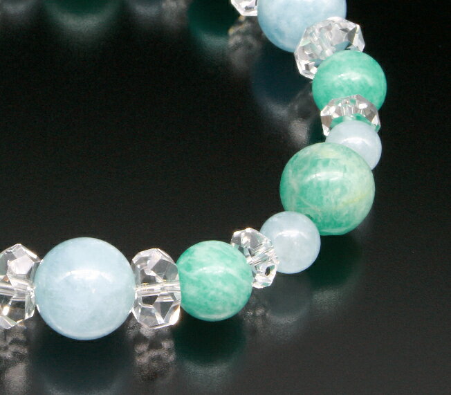 アマゾナイト・アクアマリン 癒しのブレス　白水晶　アクアマリン　アマゾナイト　パワーストーン ブレスレット メンズ レディース 効果 ハンドメイド 浄化 種類 意味 アクセサリー