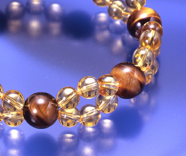 エレガントセブンパワーブレス 黄水晶タイプ 虎目石 黄水晶 浄化 種類 相性 運気 エネルギー スピリチュアル チャクラ 人気 波動 ジュエリー 防御 パワー シトリン タイガーアイ