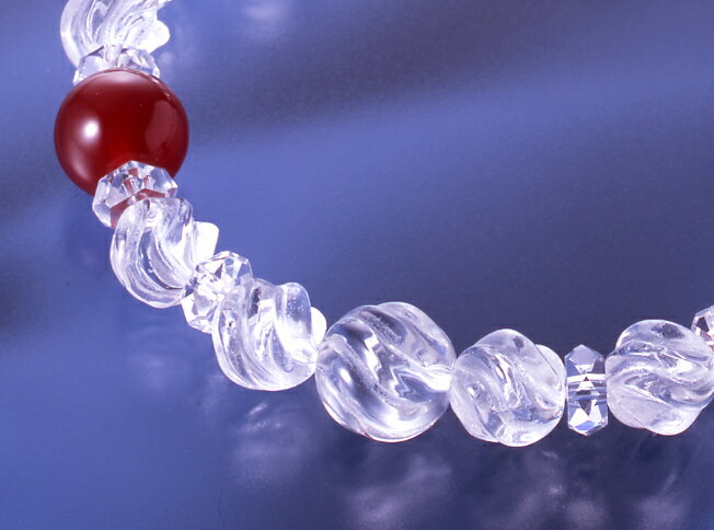 天運・トルネード水晶ブレス 白水晶 赤メノウ パワーストーン ブレスレット メンズ レディース 効果 ハンドメイド 浄化 種類 意味 アクセサリー クリスタル