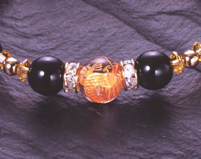 W龍神・好運ブレス（黄金龍お守り付） オニキスタイプ　オキニス 白水晶 黄水晶 パワーストーン ブレスレット 送料無料 メンズ レディース 効果 ハンドメイド 浄化 種類 意味 アクセサリー クリスタル シトリン ドラゴン 天然石