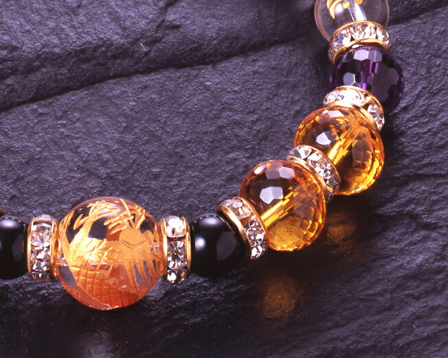 竜神梵字・水晶ブレス　白水晶 黄水晶 アメジスト オニキス パワーストーン ブレスレット 送料無料 メンズ レディース 効果 ハンドメイド 浄化 種類 意味 アクセサリー クリスタル シトリン 天然石