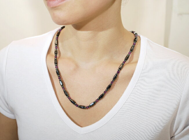 ファッショナブル磁気ネックレス アメジスト タイプ[PN_256] メンズ レディース 効果 ハンドメイド 浄化 種類 意味 アクセサリー ネックレス 磁気