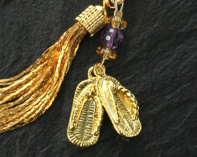 金のわらじタッセルストラップ　黄水晶 パワーストーン ストラップ メンズ レディース 効果 ハンドメイド 浄化 種類 意味 アクセサリー シトリン 天然石