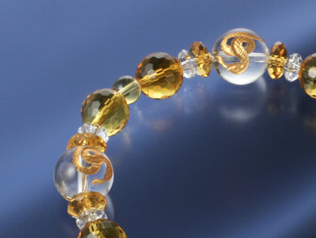 黄金蛇のお守りブレス　白水晶 黄水晶 パワーストーン ブレスレット 送料無料 メンズ レディース 効果 ハンドメイド 浄化 種類 意味 アクセサリー クリスタル シトリン 天然石