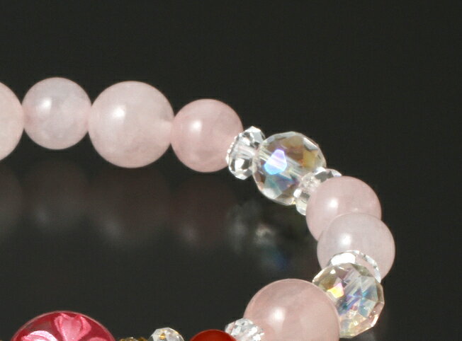 ローズクォーツ桜ブレス　白水晶 赤メノウ ローズクォーツ パワーストーン ブレスレット メンズ レディース 効果 ハンドメイド 浄化 種類 意味 アクセサリー クリスタル