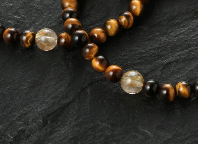 三連腕珠108石ブレス　白水晶 金針水晶 虎目石 パワーストーン ブレスレット 送料無料 メンズ レディース 効果 ハンドメイド 浄化 種類 意味 アクセサリー クリスタル ルチル タイガーアイ 天然石