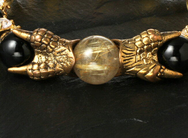 財運わしづかみブレス　黄水晶 金針水晶 オニキス ロンデル パワーストーン ブレスレット 送料無料 メンズ レディース 効果 ハンドメイド 浄化 種類 意味 アクセサリー シトリン ルチル 天然石