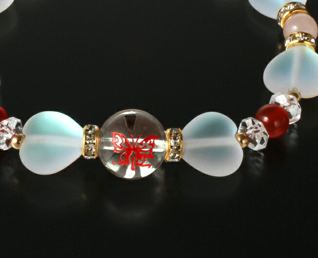 蝶とハートのブレスレット　ルナフラッシュ 白水晶 赤メノウ ローズクォーツ パワーストーン ブレスレット 送料無料 メンズ レディース 効果 ハンドメイド 浄化 種類 意味 アクセサリー クリスタル