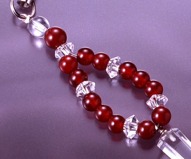 六角水晶・赤めのうストラップ 白水晶 赤メノウ メンズ レディース 効果 ハンドメイド 浄化 種類 意味 アクセサリー