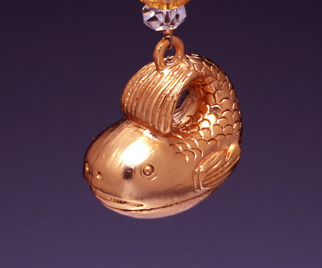 ハッピー魚(おとと)・開運ストラップ 白水晶 爆裂黄水晶 メンズ レディース 効果 ハンドメイド 浄化 種類 意味 アクセサリー クリスタル シトリン