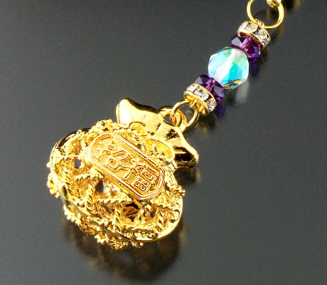 招福鈴・開運ストラップ ルナフラッシュ アメジスト パワーストーン ストラップ メンズ レディース 効果 ハンドメイド 浄化 種類 意味 アクセサリー 天然石