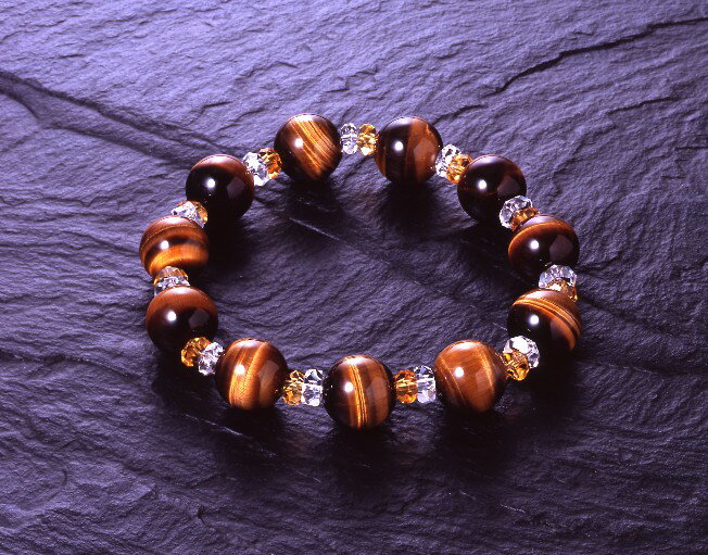 白水晶　　　　11個（6×3mm/カット） 黄水晶　　　　11個（6×3mm/カット） 虎目石　　　　11個（12mm珠） [サイズ]約20cm（適応サイズ17-19cm） [重量]　約30g [中糸]　ポリウレタンゴム [付属品]専用巾着...