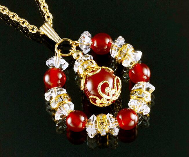 フェミニン・赤めのうペンダント 白水晶 赤メノウ メンズ レディース 効果 ハンドメイド 浄化 種類 意味 アクセサリー ネックレス クリスタル