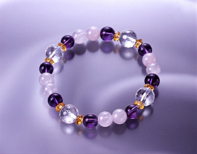 エナジー・パワーストーンブレス　白水晶 黄水晶 アメジスト ローズクォーツ パワーストーン ブレスレット メンズ レディース 効果 ハンドメイド 浄化 種類 意味 アクセサリー クリスタル シトリン