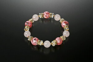 ローズクォーツ桜満開ブレス 白水晶 ローズクォーツ パワーストーン ブレスレット 送料無料 メンズ レディース 効果 ハンドメイド 浄化 種類 意味 アクセサリー クリスタル 天然石