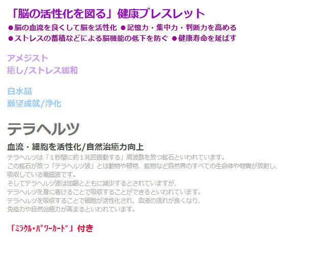 頭脳活性ブレス テラヘルツ 水晶 アメジスト ブレスレット メンズ レディース 効果 ハンドメイド 浄化 種類 意味 アクセサリー