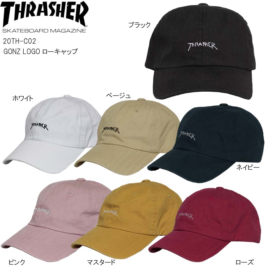 【クーポン有】正規品 あす楽 人気 スラッシャー 帽子 浅め ローキャップ CAP THRASHER THR-C02 20TH-C02 GONZ LOGO キャップ マークゴンザレス ゴンズ 男女兼用 送料無料 ※沖縄は別途送料必要 ポイント消化