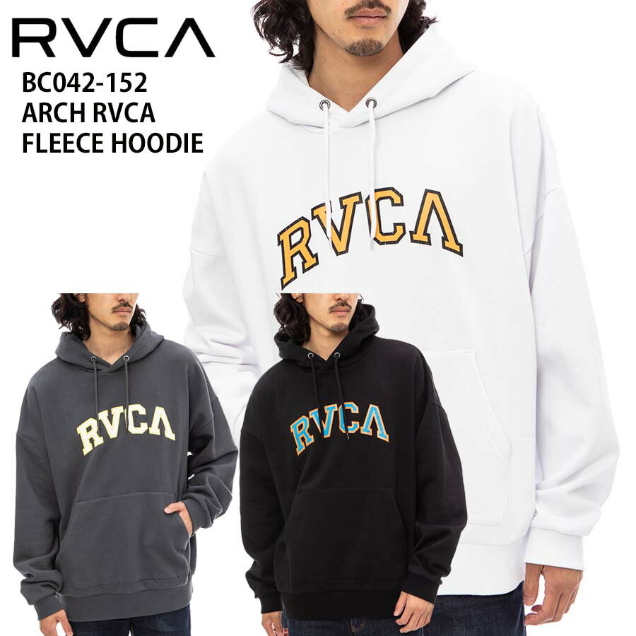  正規品 RVCA ルーカ メンズ パーカー 裏起毛 ドロップショルダー BC042-152 ARCH RVCA FLEECE HOODIE スエット スウェット ロゴ BC042152 ひび割れ プリント プルオーバー 大きめ USサイズ ルカ ブランド スケーター サーファー ファッション