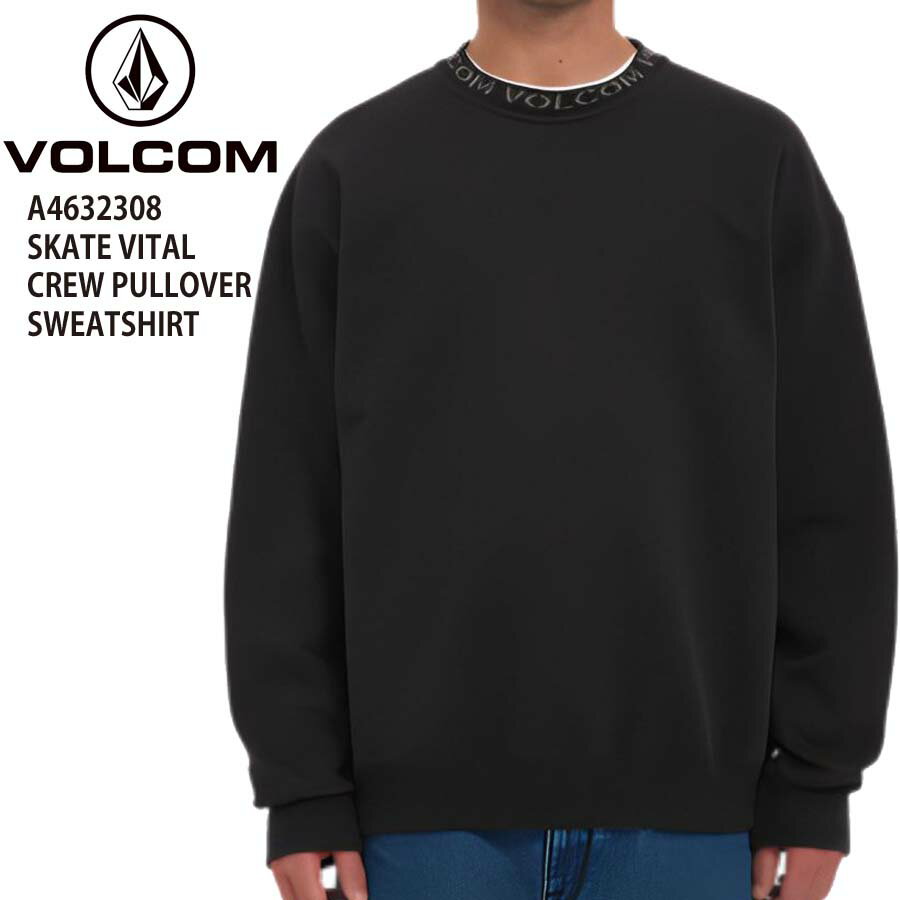 正規品 VOLCOM ボルコム メンズ 裏起毛 トレーナー A4632308 SKATE VITAL CREW PULLOVER SWEATSHIRT ヴォルコム アウトドア プルオーバー 丸首 スエット 黒 ブラック ブランド 送料無料